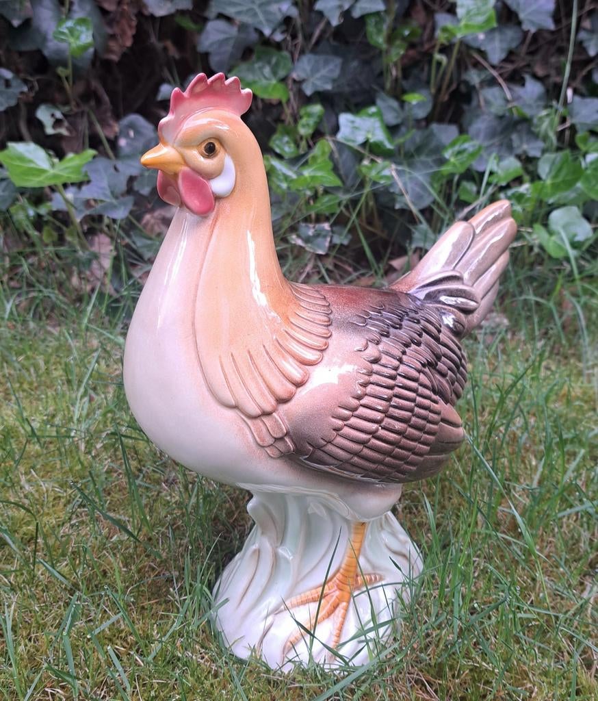 Goebel porseleinen kip 30 cm antiek puntjegaaf uniek beeld, Ophalen of Verzenden