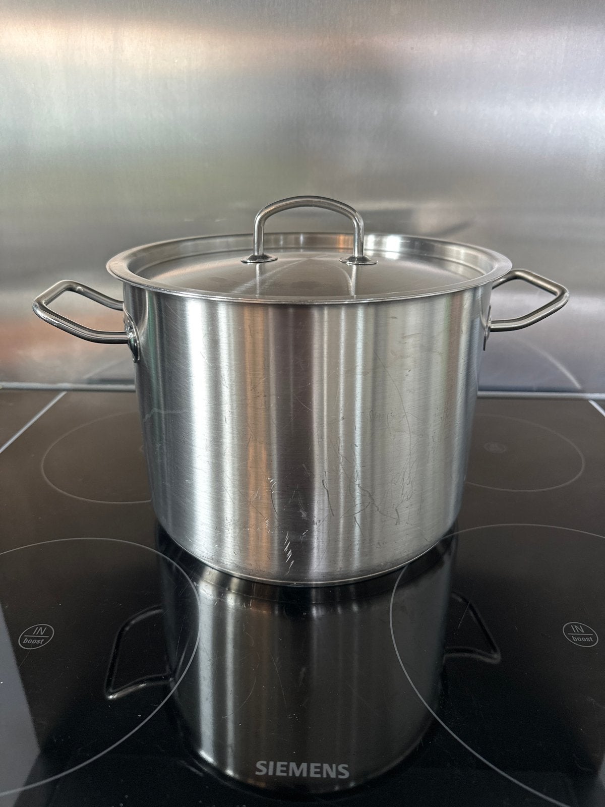 Roestvrijstalen kookpan met deksel - 7 ltr, Huis en Inrichting, Gebruikt, Met deksel, Ophalen of Verzenden, Rvs