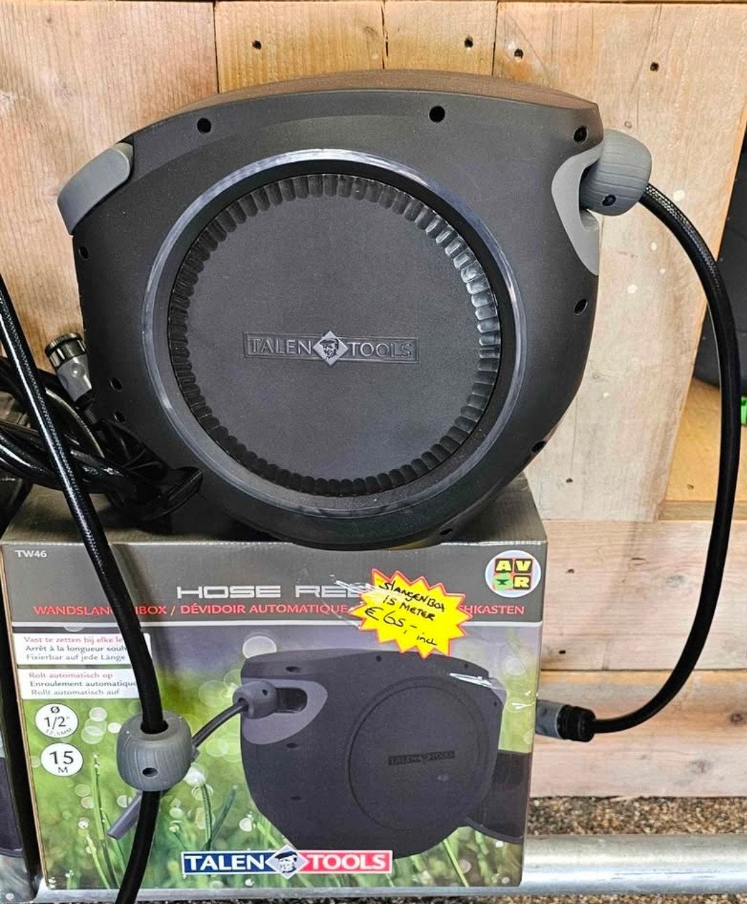 Talentools 15 meter wandslangbox - Automatische oprol, Tuin en Terras, Ophalen of Verzenden, Nieuw, Tuinslanghaspel