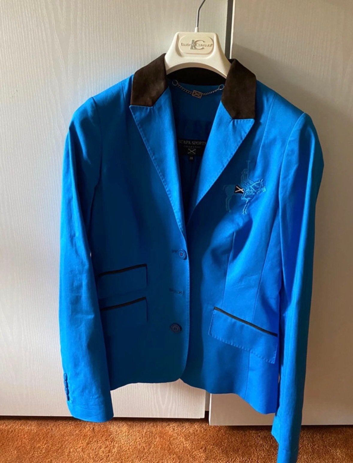 Scapa Sports Blazer - Felblauw met Bruine Kraag, Verzenden, Zo goed als nieuw