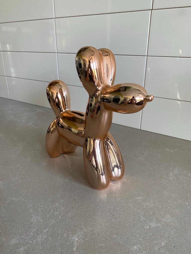 Goudkleurige ballonhond spaarpot (licht gebarsten), Ophalen, Gebruikt, Overige materialen, Goud