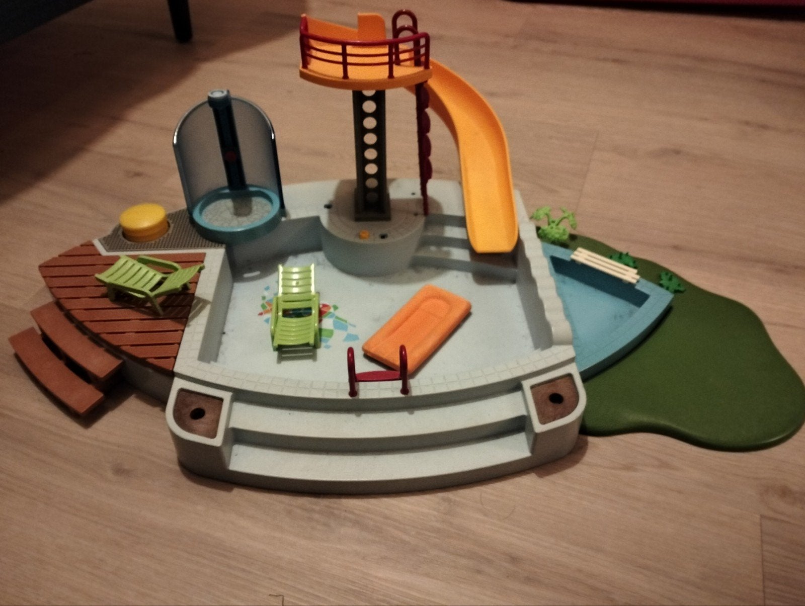 Playmobil Zwembad met glijbaan en accessoires, Ophalen of Verzenden, Gebruikt, Jongen of Meisje