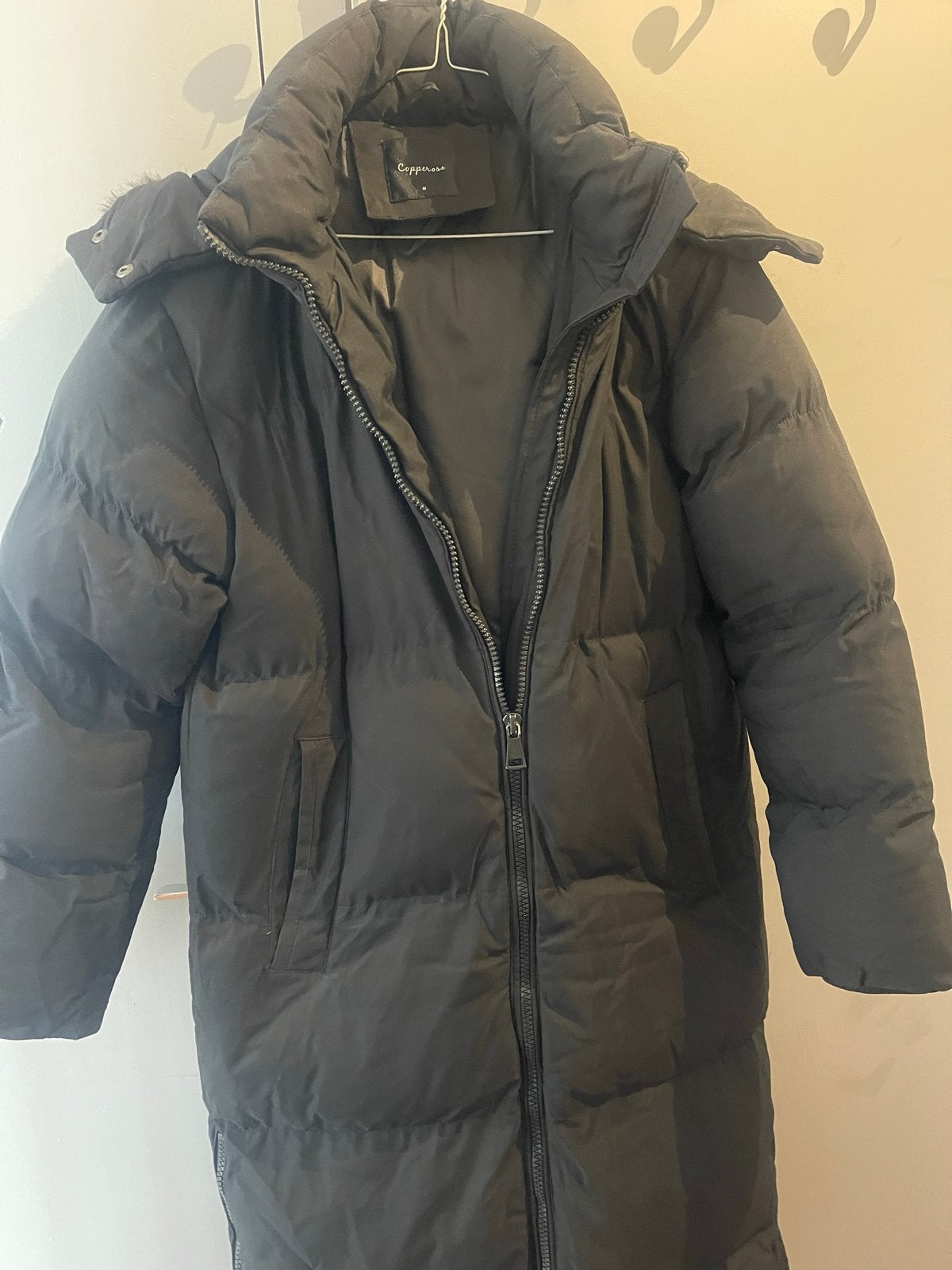 Copperose Lange Zwarte Winterjas Maat M, Ophalen, Zo goed als nieuw, Maat 38/40 (M), Zwart