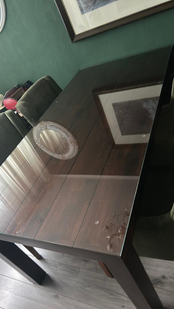 Teak houten tafel 189x90x78 hoog stoelen zijn, Kersenhout, Klassiek, Zo goed als nieuw, 150 tot 200 cm