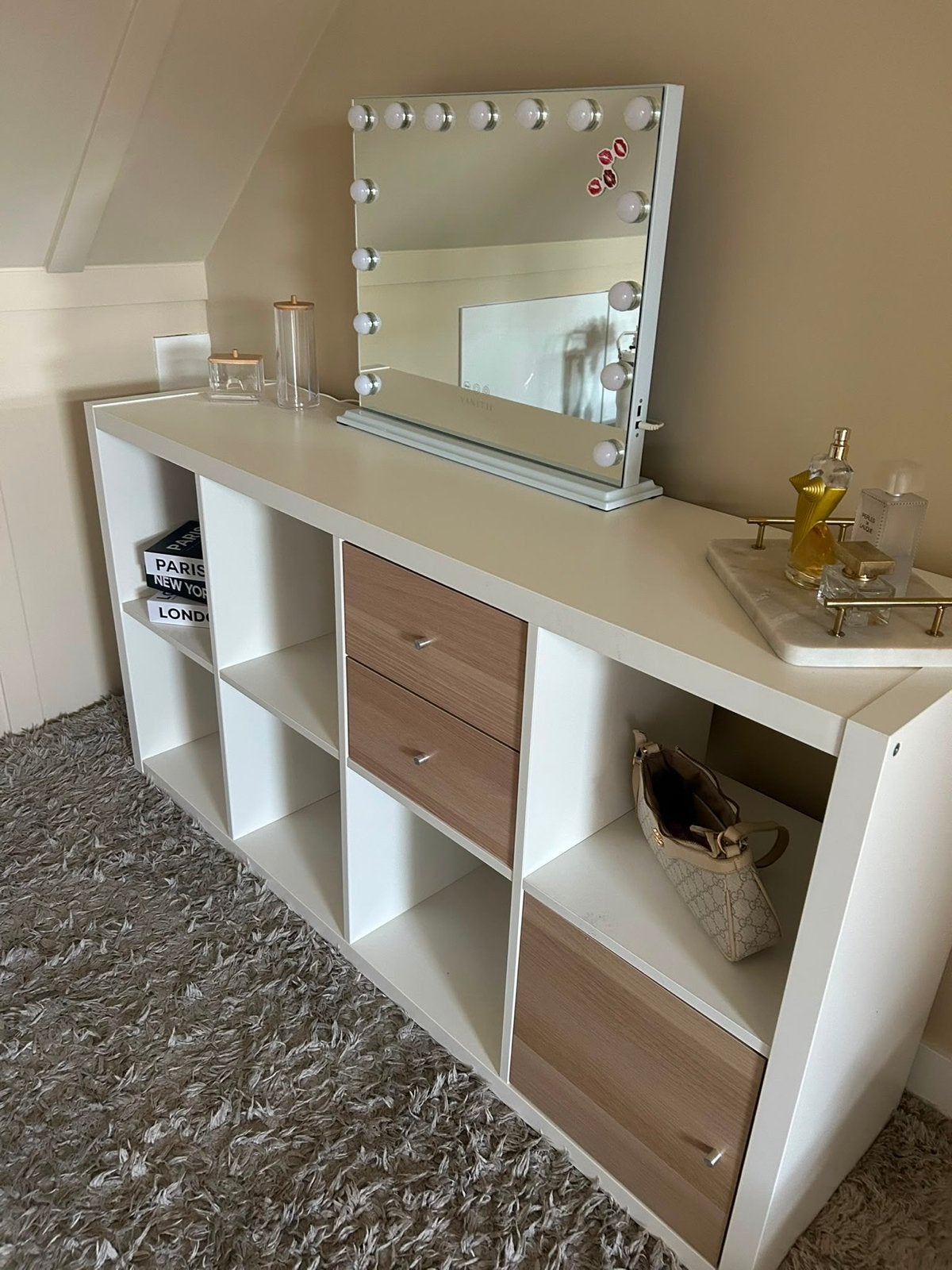 IKEA Kallax Kast met Lades en Deur - Wit/Hout, Ophalen, Gebruikt