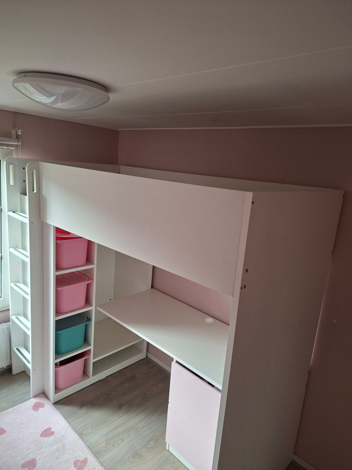 IKEA SMÅSTAD Hoogslaper met bureau en opbergruimte, Ophalen, Gebruikt, Eenpersoons, 90 cm