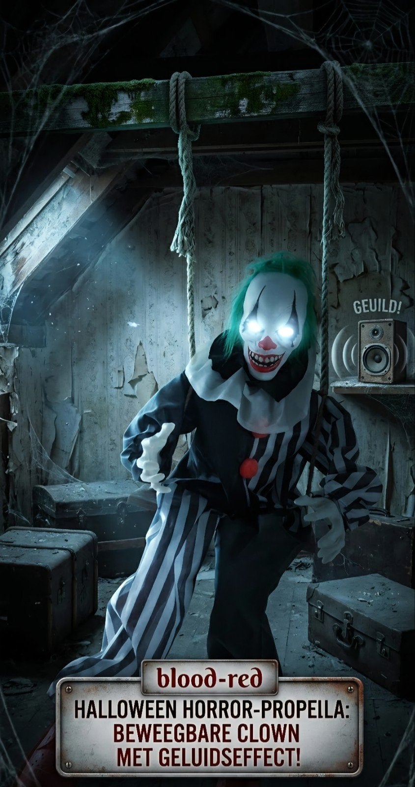 Halloween Horror Prop: Bewegende Clown met Geluid, Ophalen of Verzenden, Nieuw, Feestartikel, Halloween of Griezel
