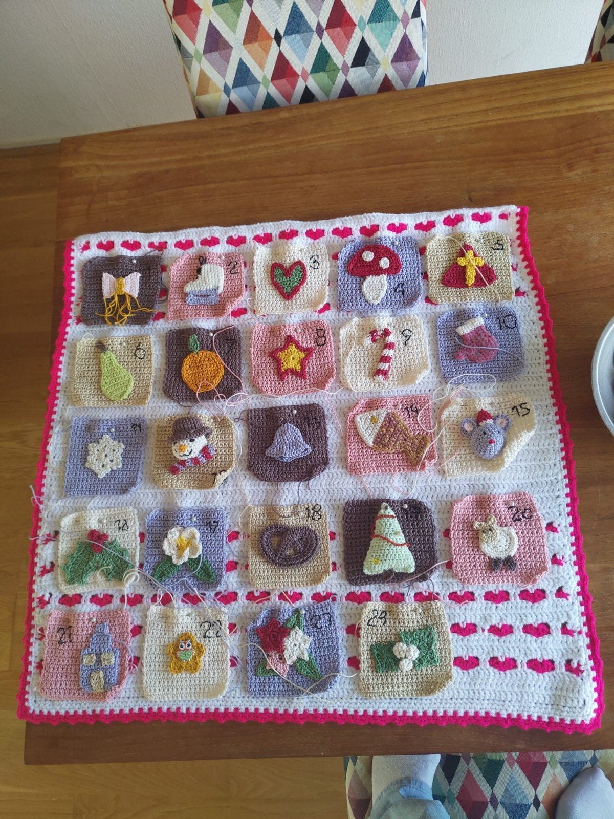 Handgemaakte Gehaakte Adventskalender, Ophalen, Handgemaakt, Textiel, Meerkleurig