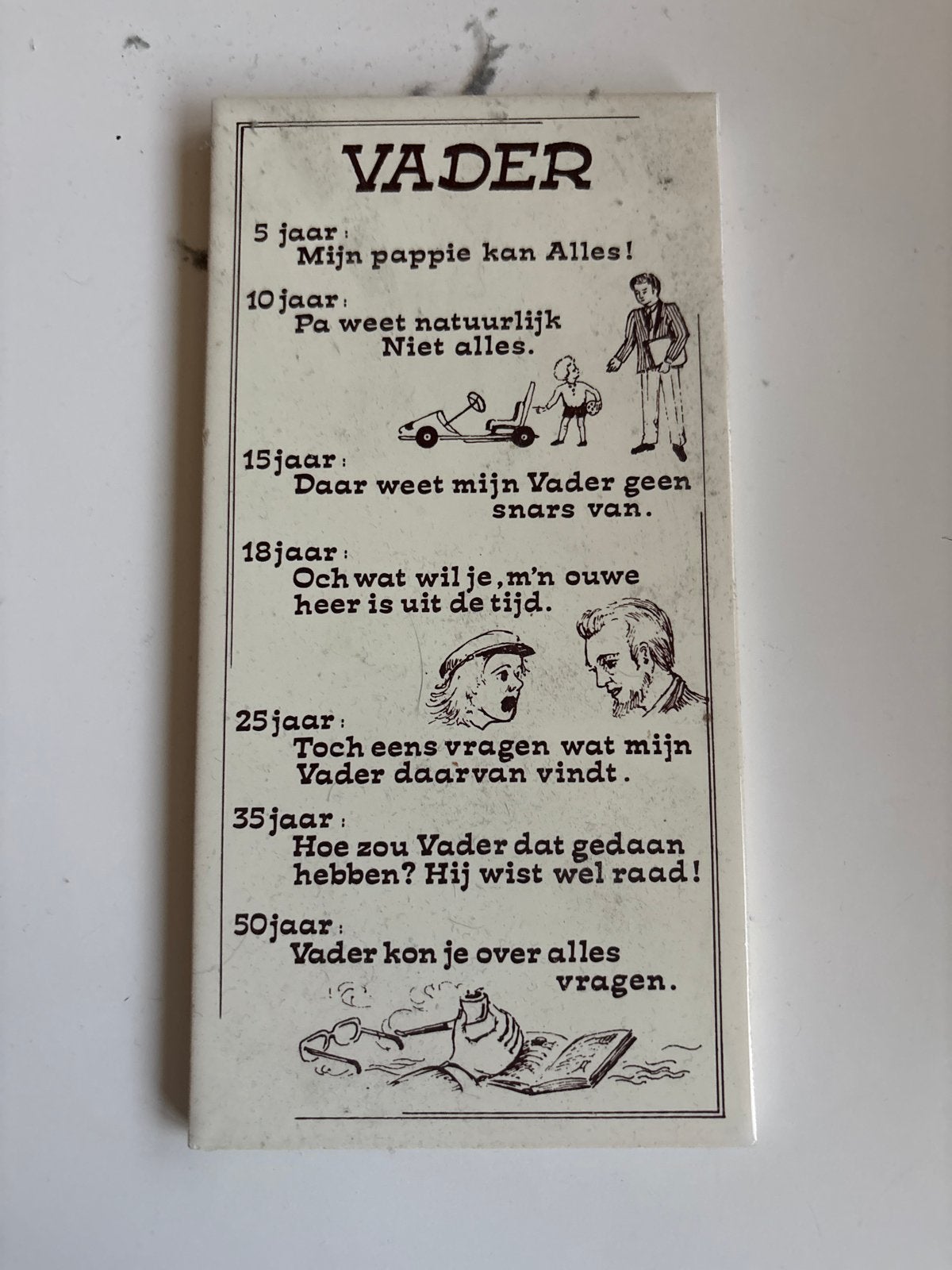 Vintage Tegeltje 'Vader' - Humoristische Tekst, Ophalen of Verzenden