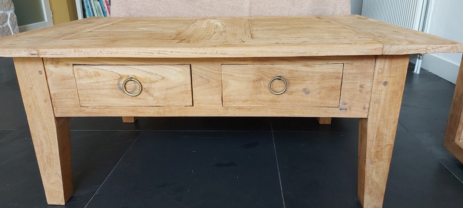 Prachtige teak salontafel, 100 tot 150 cm, Landelijk, Rustiek, 50 tot 100 cm, Zo goed als nieuw