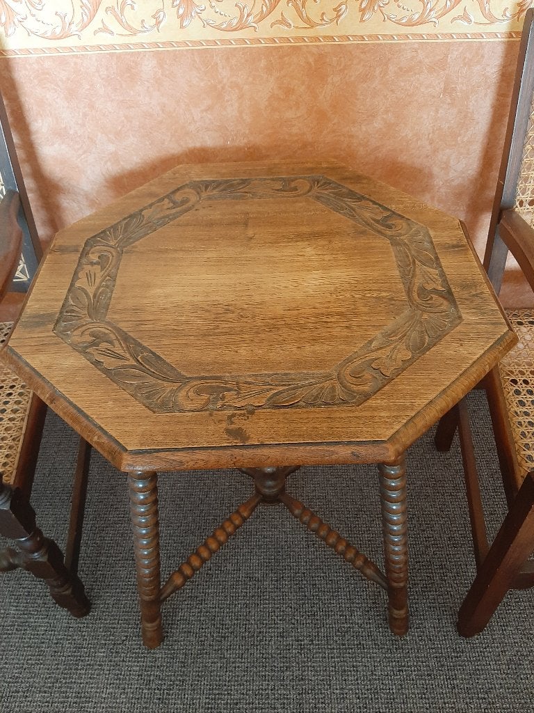 Koloniale meubelen - tafel met 2 stoelen, Huis en Inrichting, Ophalen, Twee, Bruin, Koloniaal