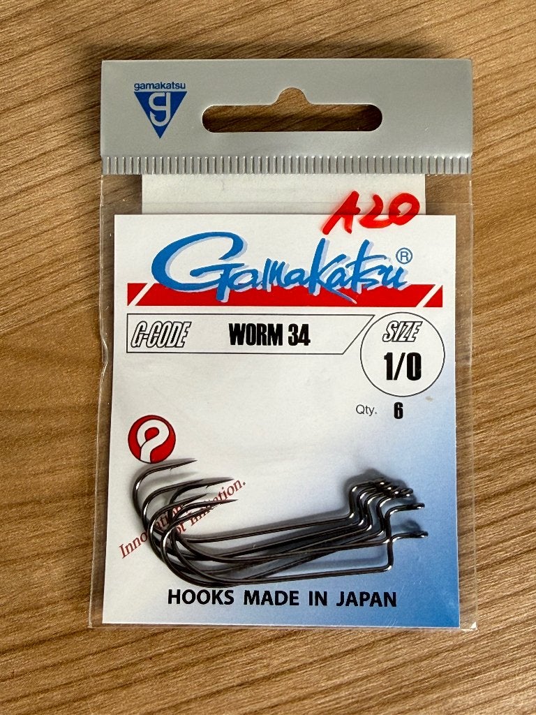 Gamakatsu G-Code Worm 34 haken – maat 1/0, Watersport en Boten, Haak, Nieuw, Ophalen of Verzenden, E