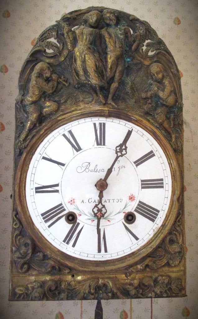 Comtoise Klok~Antieke Wandklok uit de 19e eeuw~persbrons, Antiek en Kunst, Ophalen