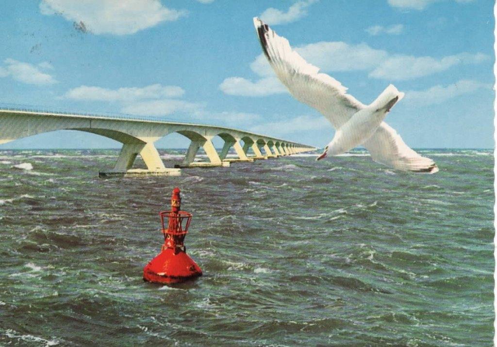 Ansichtkaart Oosterschelde, Zeelandbrug, Ophalen of Verzenden, 1960 tot 1980, Gelopen, Zeeland