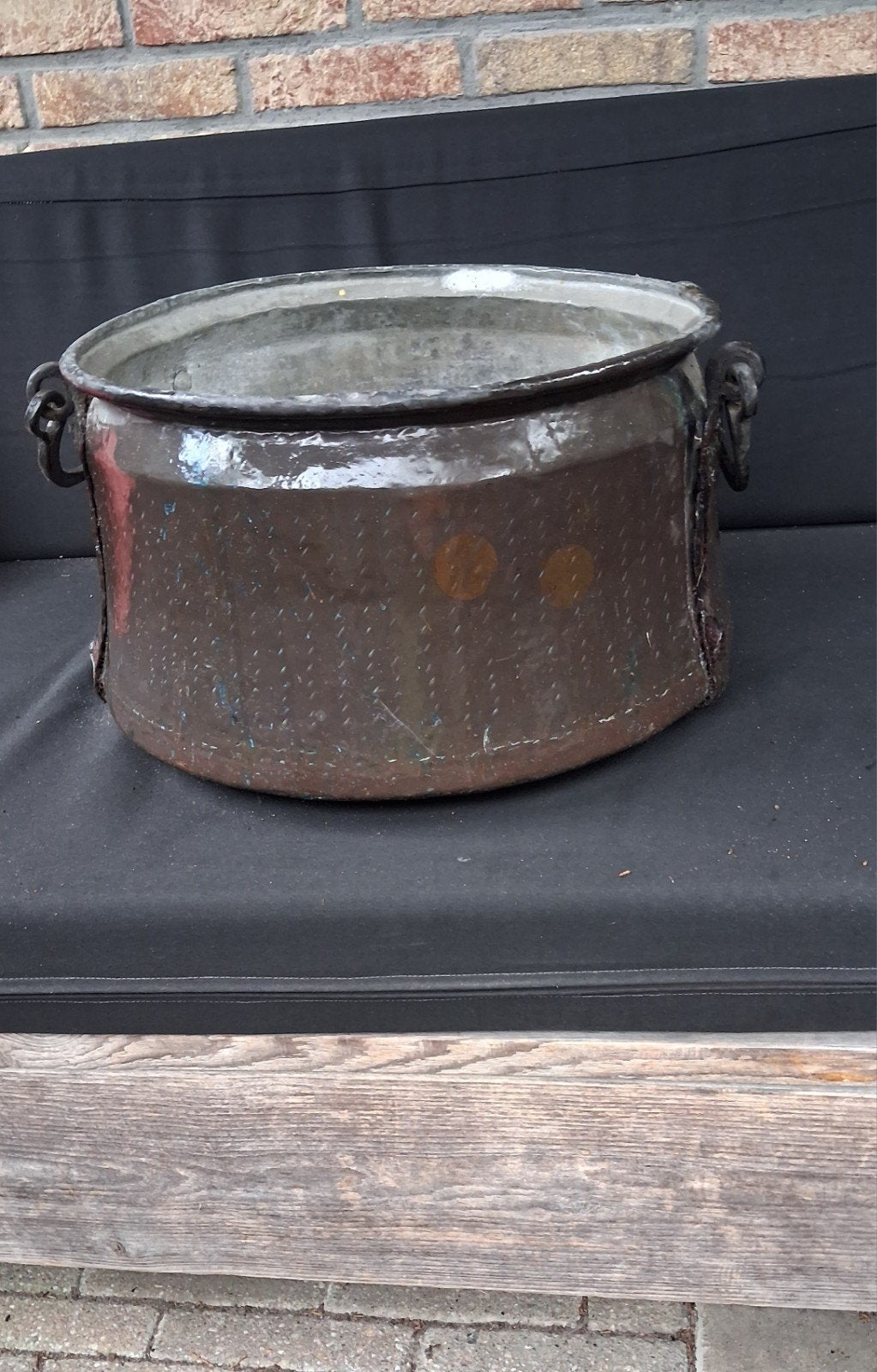 Grote koperen bak - 40 cm doorsnee, Antiek en Kunst, Ophalen, Koper