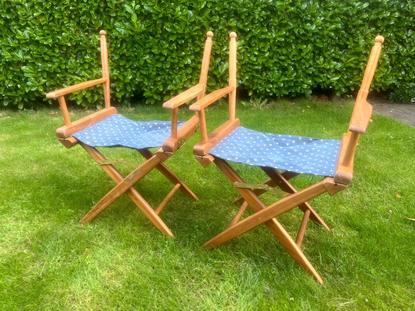 2x regisseurstoel massief teak, 2 zitplaatsen, Gebruikt, Teakhout, Ophalen of Verzenden
