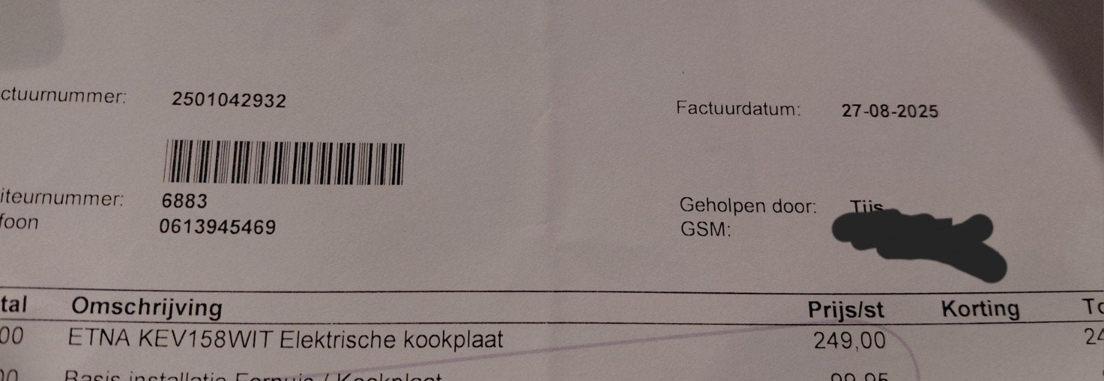 Zo goed als nieuwe electrische kookplaat van Etna, Ophalen, 4 kookzones, Zo goed als nieuw, Vrijstaand