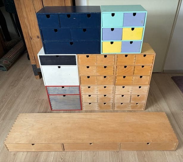 Verzameling IKEA Moppe kastjes, Minder dan 50 cm, Ophalen of Verzenden, Zo goed als nieuw, Minder dan 100 cm