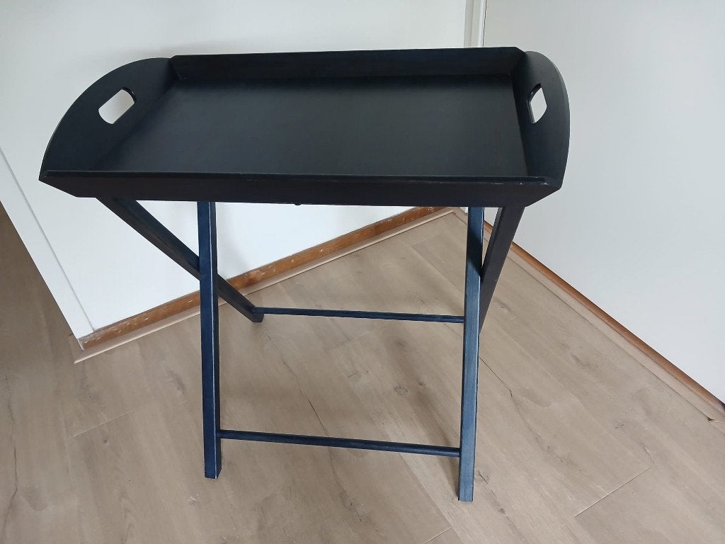 Donkerblauwe butler tray, Ophalen, Inklapbaar, Zo goed als nieuw, Hout
