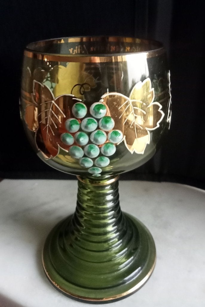 - Vintage Duitse wijnglas met gouden randen., Ophalen of Verzenden, Zo goed als nieuw, Frankrijk, Champagne