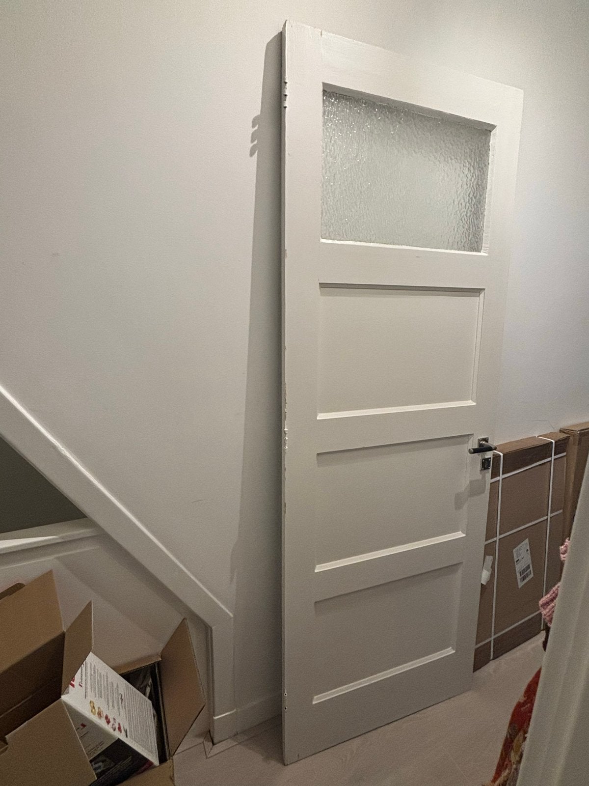 Witte binnendeur met glas, Doe-het-zelf en Verbouw, Deuren en Horren, Ophalen, Gebruikt, 80 tot 100 cm, Binnendeur