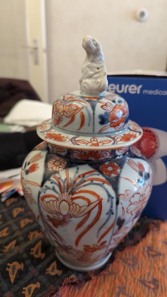 Antieke Imari gemberpot met foo-hond deksel, Ophalen of Verzenden