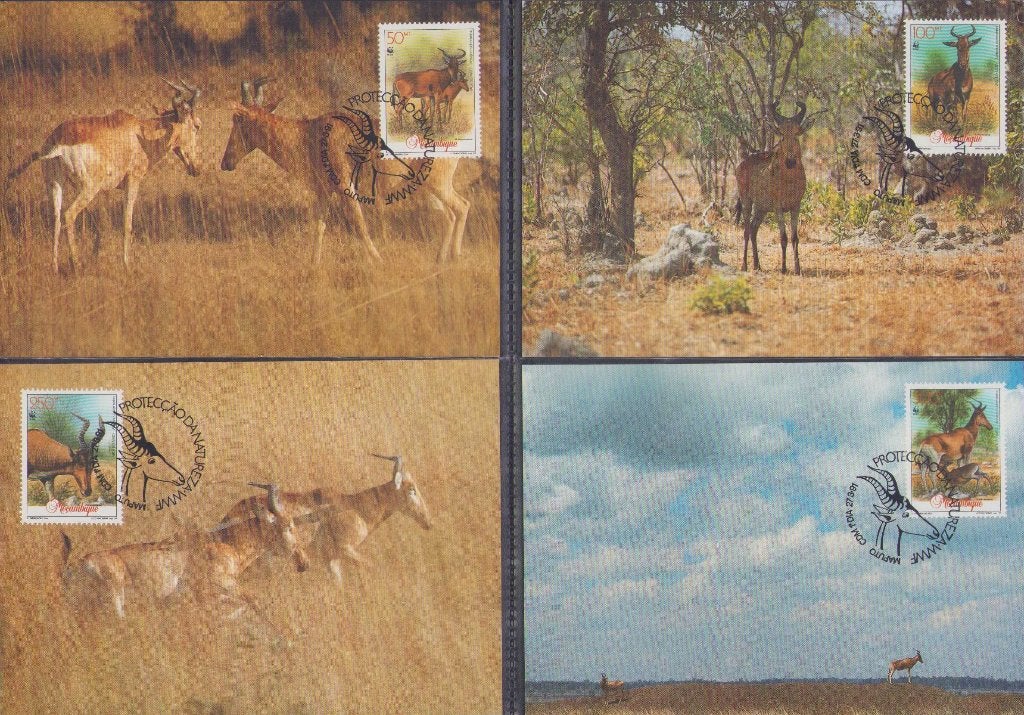 WWF set maxikaarten van het Konzi Hartebeest, Ophalen of Verzenden, Gestempeld, Dier of Natuur