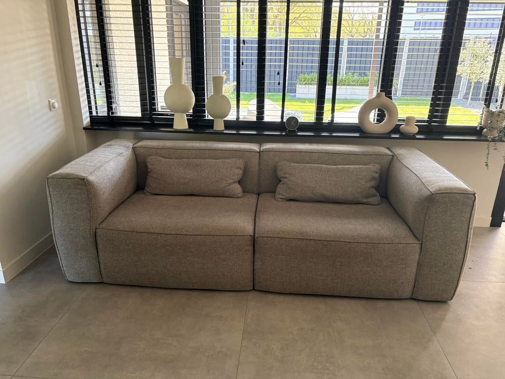 Gave Woood Bean 3,5 zits bank! Grijs melange., Huis en Inrichting, Banken | Bankstellen, Ophalen, Gebruikt, Driepersoons, 75 tot 100 cm