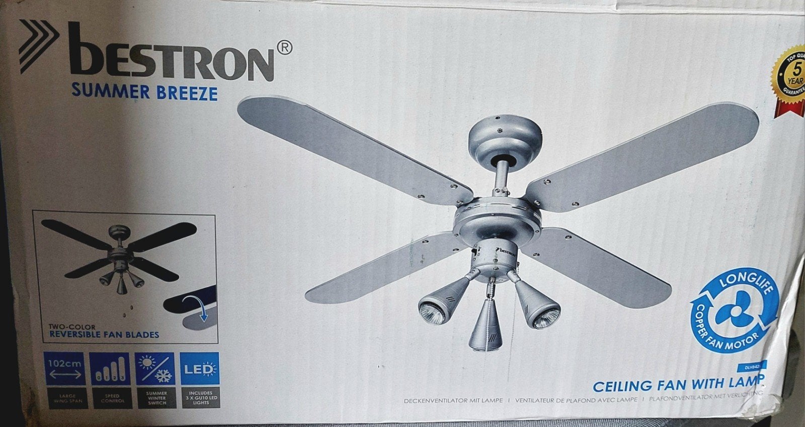 Bestron Plafondventilator met LED-verlichting - Nieuw, Ophalen of Verzenden, Nieuw