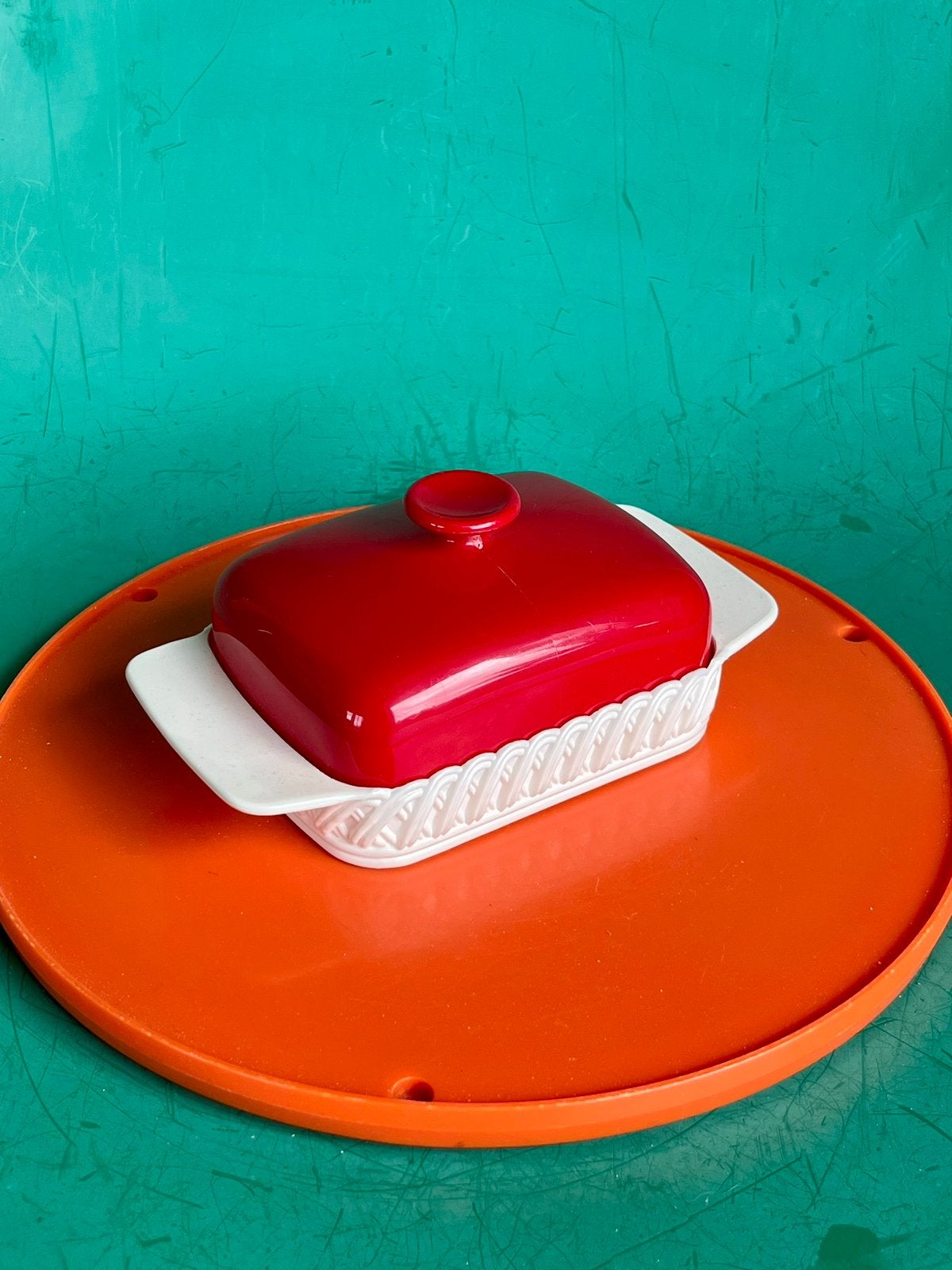 Retro botervloot rood wit kunststof Emsa jaren 70, Kunststof, Ophalen of Verzenden, Rood, Overige merken
