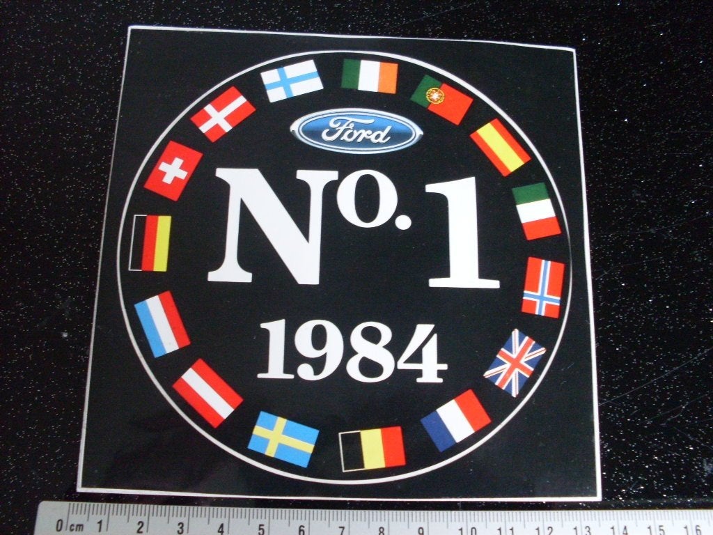 sticker ford no 1 1984 vlaggen europa, Verzenden, Zo goed als nieuw, Auto of Motor