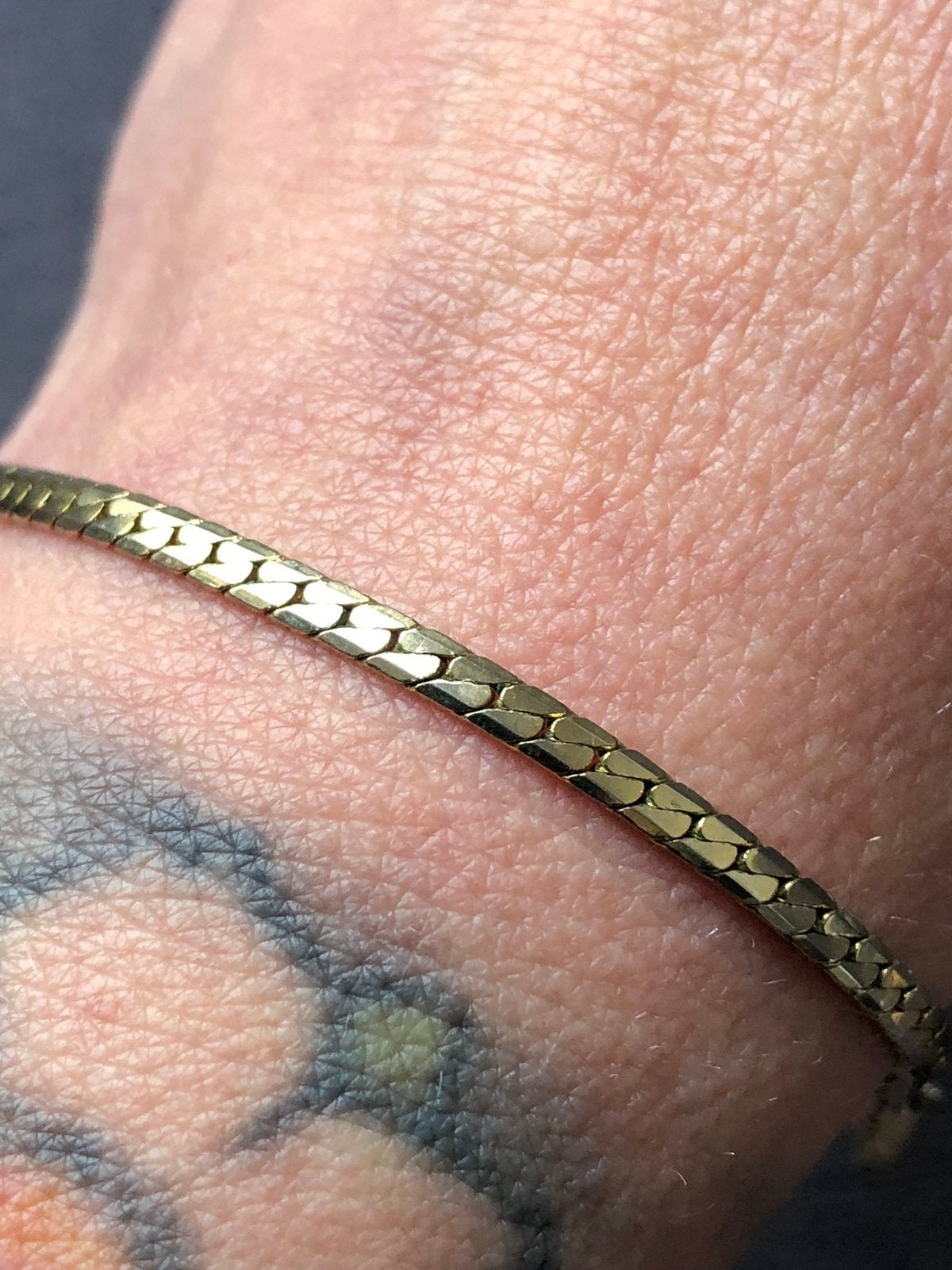Vintage visgraat ketting verguld/doublé 25cm, Sieraden, Tassen en Uiterlijk, Kettingen, Verzenden, Gebruikt, Goud, Overige materialen