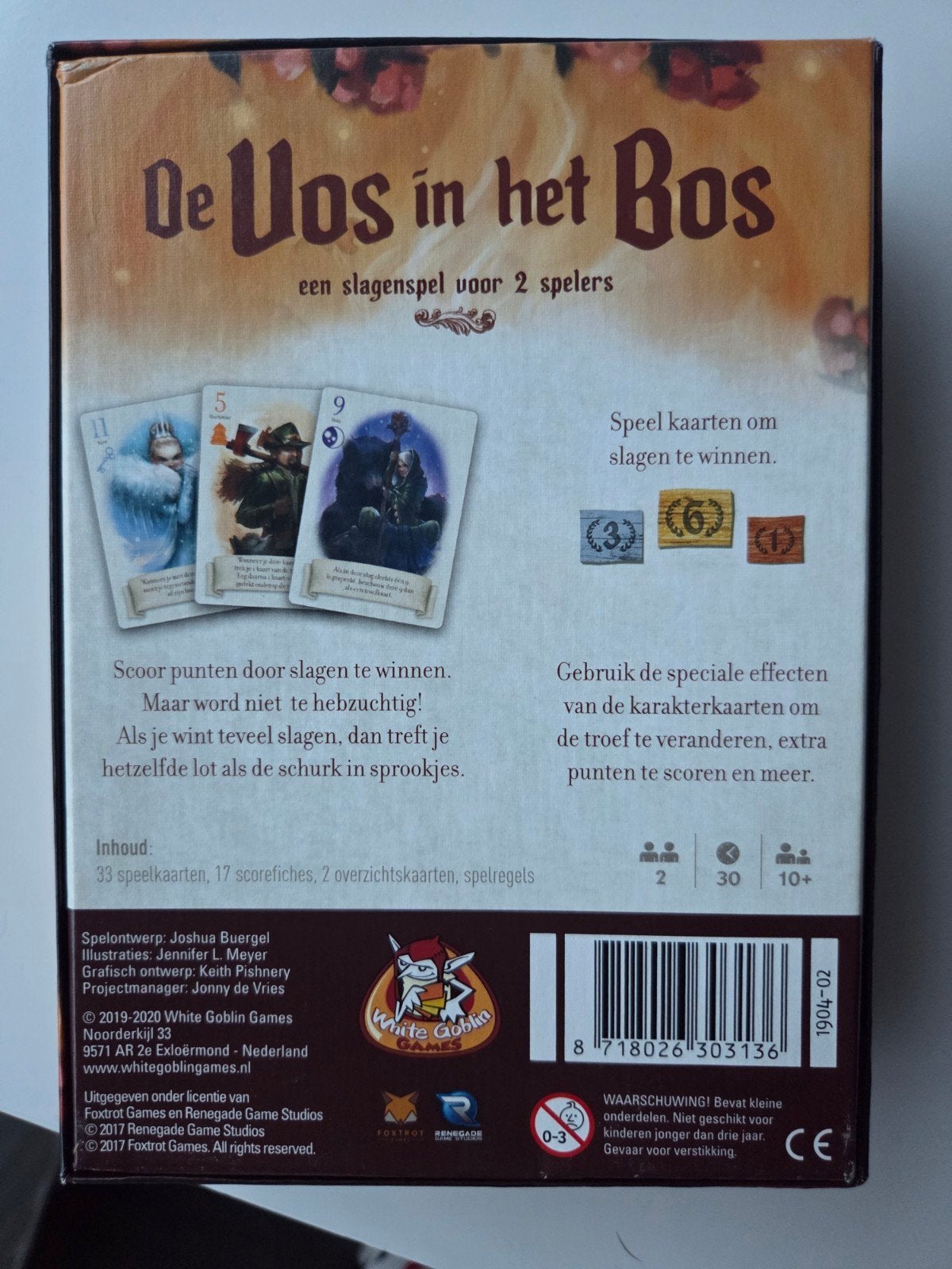 spel: De Vos in het Bos, Een of twee spelers, Ophalen of Verzenden, Zo goed als nieuw, White Goblin Games