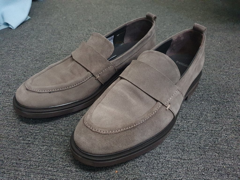 Manfield loafers / instappers suede grijs maat 43 ZGAN, Loafers, Manfield, Overige kleuren, Ophalen of Verzenden