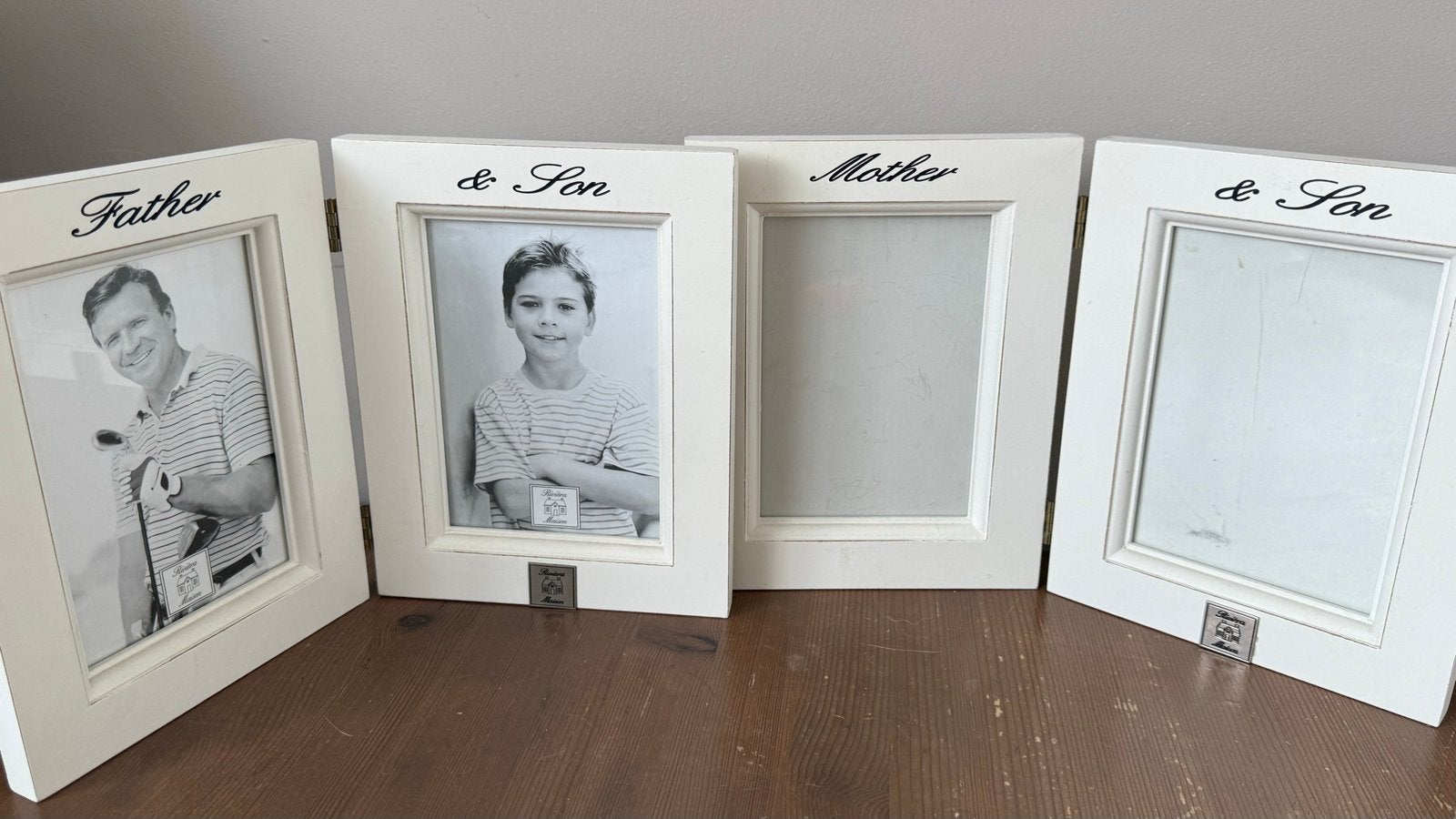 Rivièra Maison fotolijsten 'Father & Son' en 'Mother & Son', Ophalen of Verzenden, Zo goed als nieuw, Fotolijst, Wit