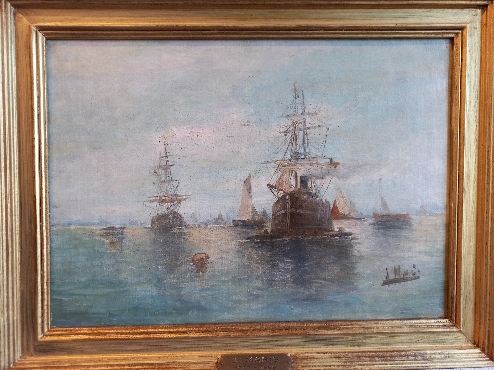Maritiem schilderij van J. Maris (1837-1899), Antiek en Kunst, Kunst | Schilderijen | Klassiek, Ophalen of Verzenden, Acrylverf