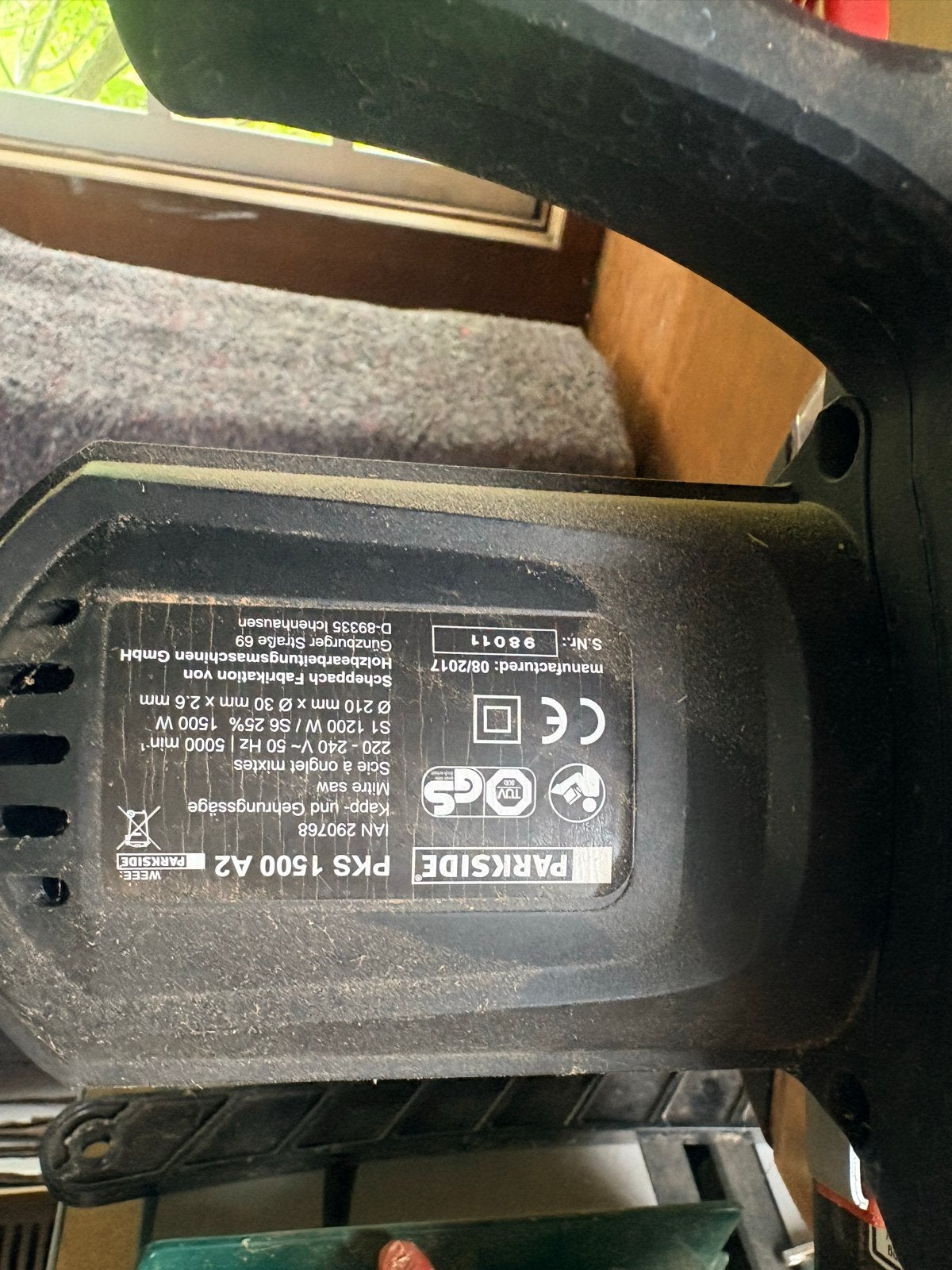 Parkside PKS 1500 A2 Afkortzaag - Krachtig en Nauwkeurig, Doe-het-zelf en Verbouw, Ophalen, Gebruikt, 70 mm of meer, Afkortzaag