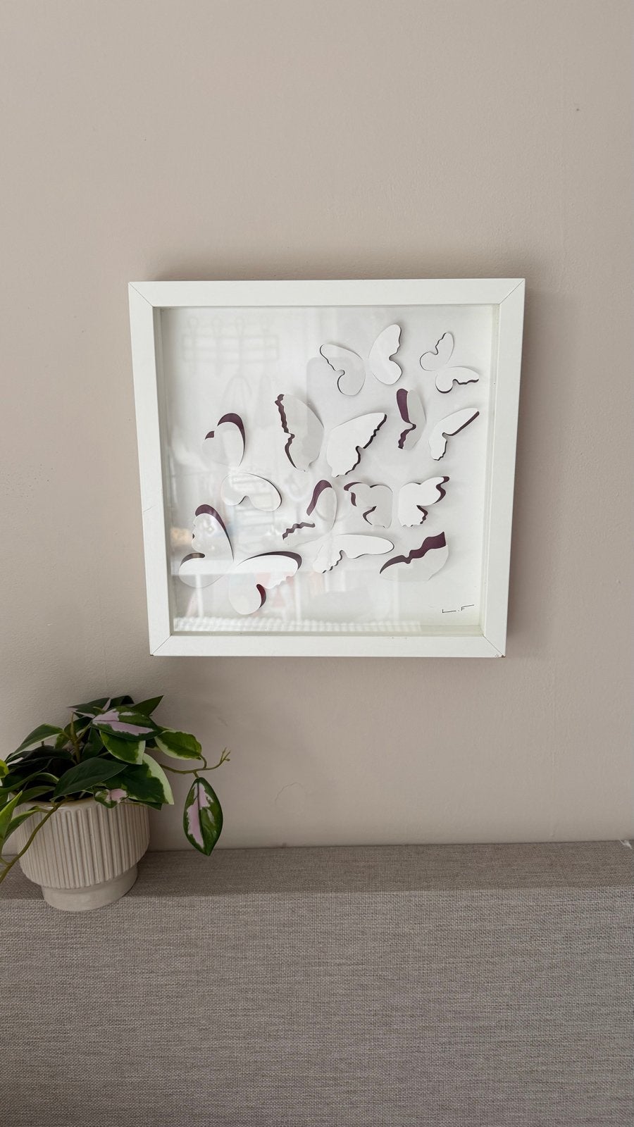 3D Vlinder Kunstwerk in Witte Lijst (30x30 cm) IKEA, Minder dan 50 cm, Overige typen, Ophalen of Verzenden, Zo goed als nieuw