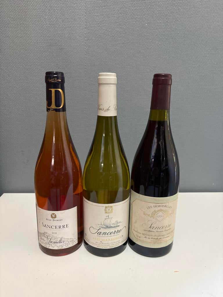 Sancerre Wijn Collectie: Rosé, Wit en Rood (3 flessen), Ophalen of Verzenden, Zo goed als nieuw, Frankrijk, Rode wijn