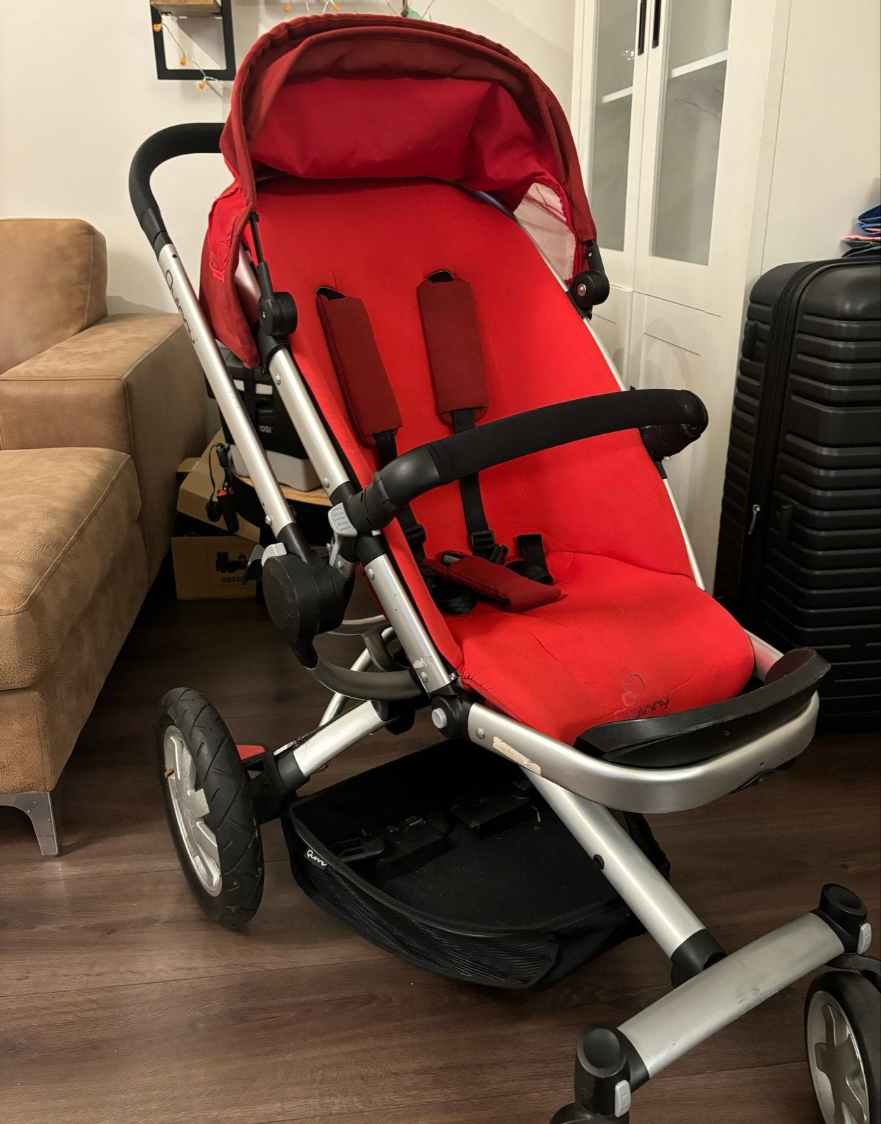 Quinny kinderwagen met bassinet and voetenzak - Rood, Gebruikt, Combiwagen, Met reiswieg, Quinny