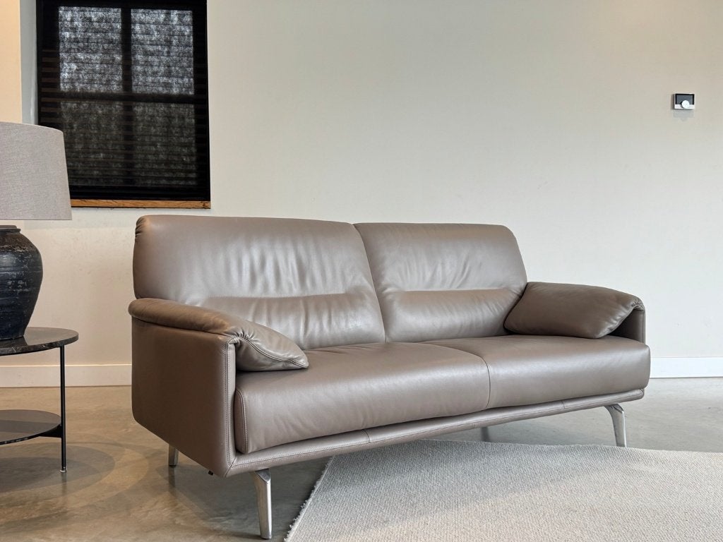 Leolux Bora Balanza 2,5-zits | Taupe/grijs leer | Als nieuw, Leolux, Info@leolux.nl, 150 tot 200 cm, Luxe modern design