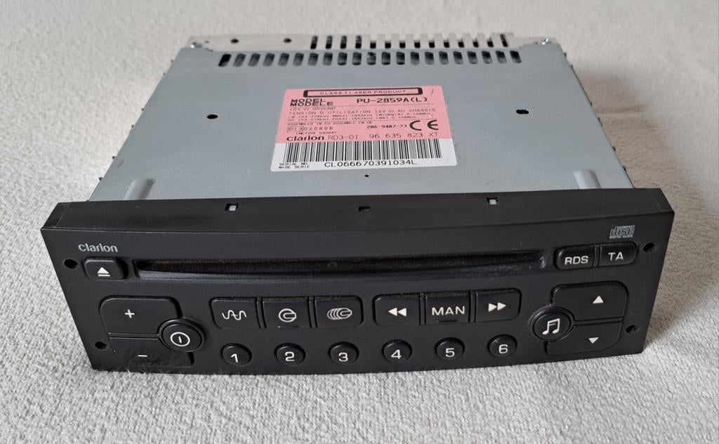 Peugeot 206 Clarion PU-2859A autoradio, Ophalen of Verzenden, Gebruikt