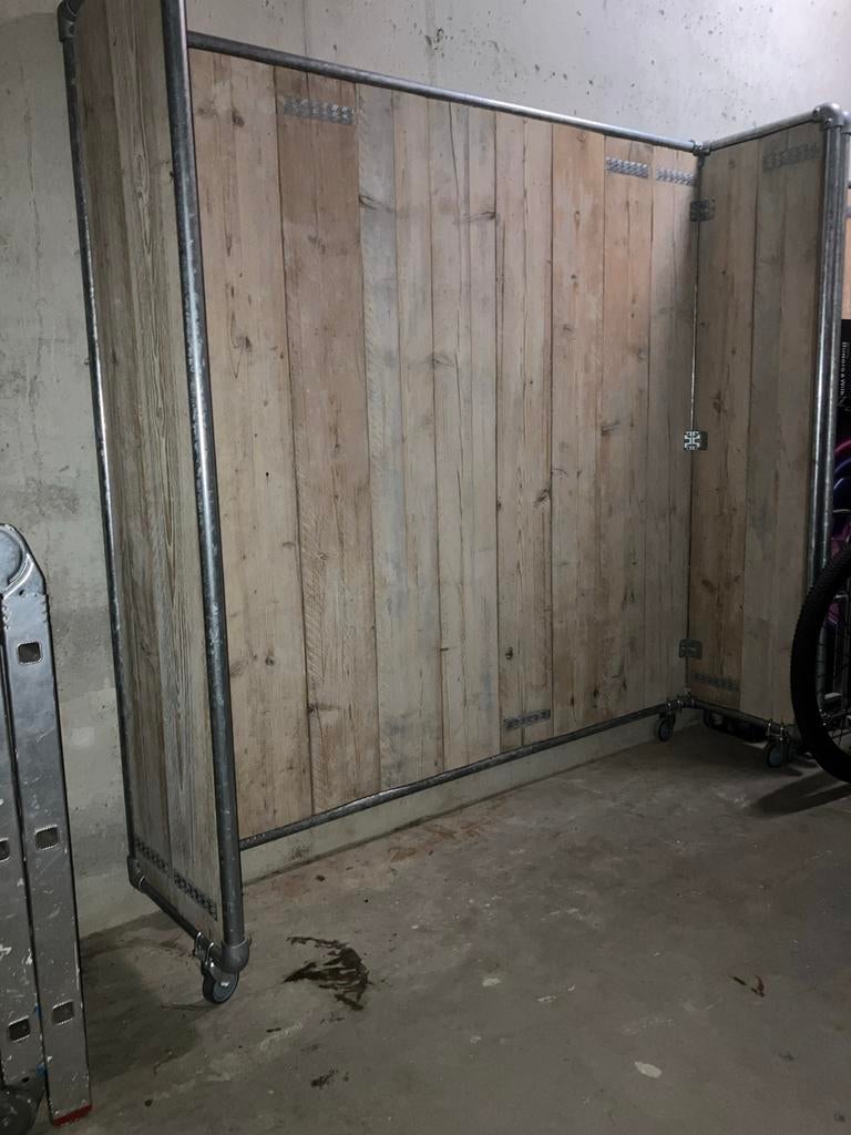 Houten kamerscherm/scheidingswand op wielen, Ophalen, Zo goed als nieuw