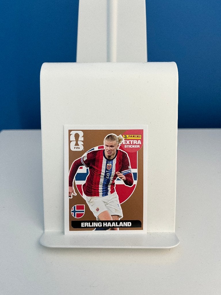 Erling Haaland bronzen extra sticker panini world cup 26, Ophalen of Verzenden, Zo goed als nieuw, Sticker