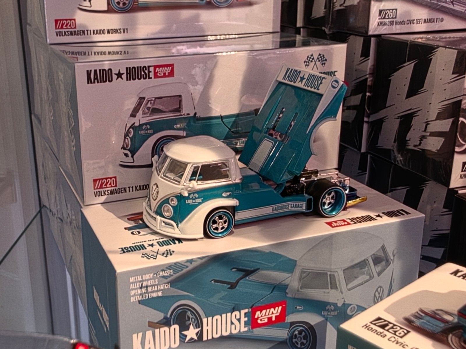 1:64 Kaido House Volkswagen T1 Kaido Works V1 groen/wit, Auto, Nieuw, Ophalen of Verzenden, Mini GT Kaido House