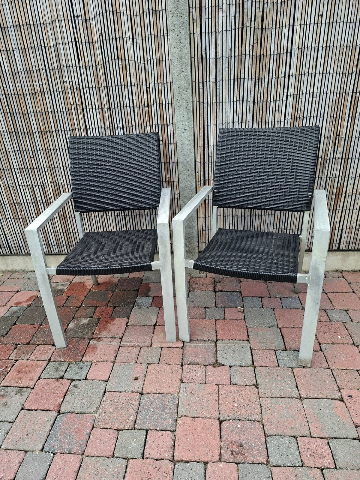 2 aluminium tuinstoelen met wicker zitting, Ophalen, Gebruikt, Aluminium