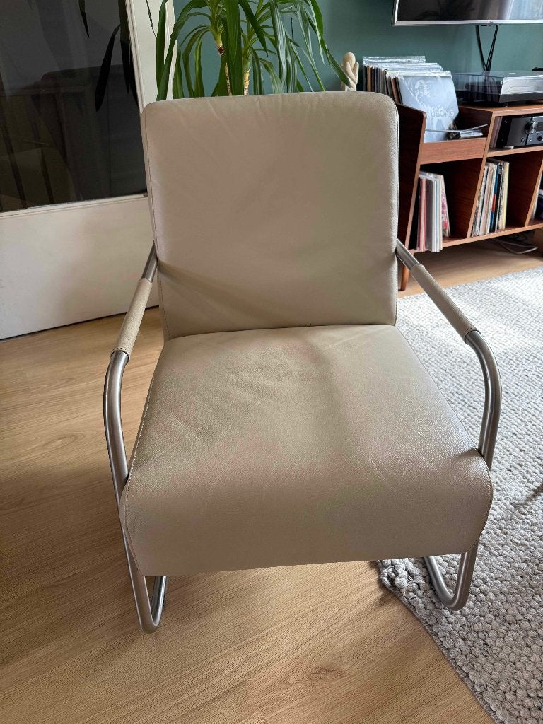 Comfortabele Leren Fauteuil, Ophalen, Gebruikt, 75 tot 100 cm, 50 tot 75 cm