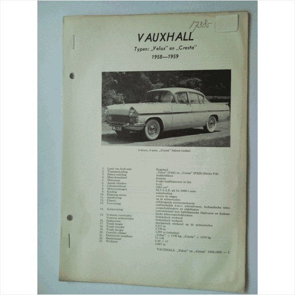 Vauxhall Velox Cresta Vraagbaak losbladig 1958-1959 #2 Neder, Ophalen of Verzenden, Gelezen, Overige merken