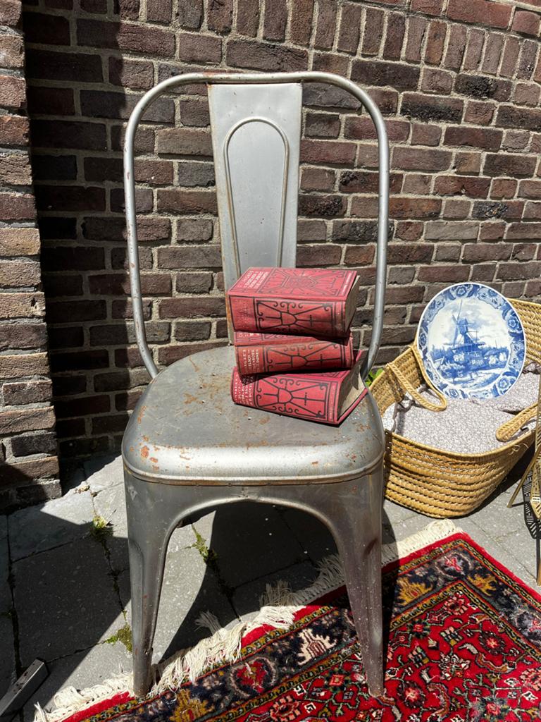 Retro stoel Tolix stijl, Ophalen, Gebruikt, Overige kleuren, Metaal