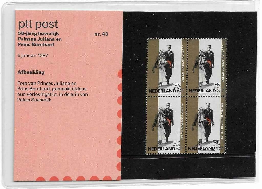 Postzegelmapje 43 - 50- jarig Huwelijk Juliana & Bernhard, Postzegels en Munten, Postzegels | Nederland, Verzenden, Na 1940, Postfris